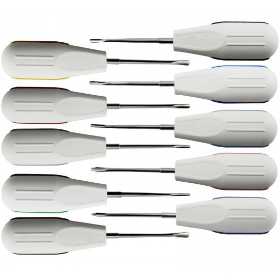 Dental Root Elevator Set 10 Pcs White Handle - PDL Luxating Elevators Set 10 Pcs - Tooth Loosening Kit — Dental Instruments by EQUIPES Instruments
