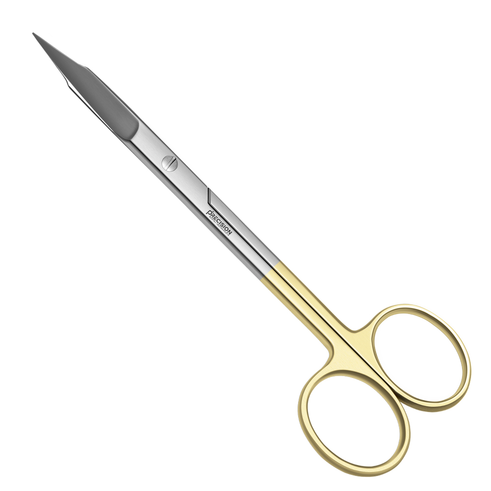 Goldman Fox Scissors TC Straight with Tungsten Carbide Gold Handle, Super-Cut Straight Blade — Surgical Instruments by EQUIPES Instruments